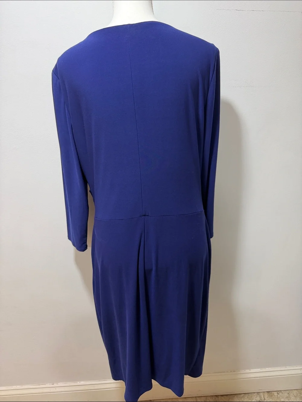 CHAPS Elegant Cowl-Neck Royal Blue Dress Wedding Evening XL Stretch Formal